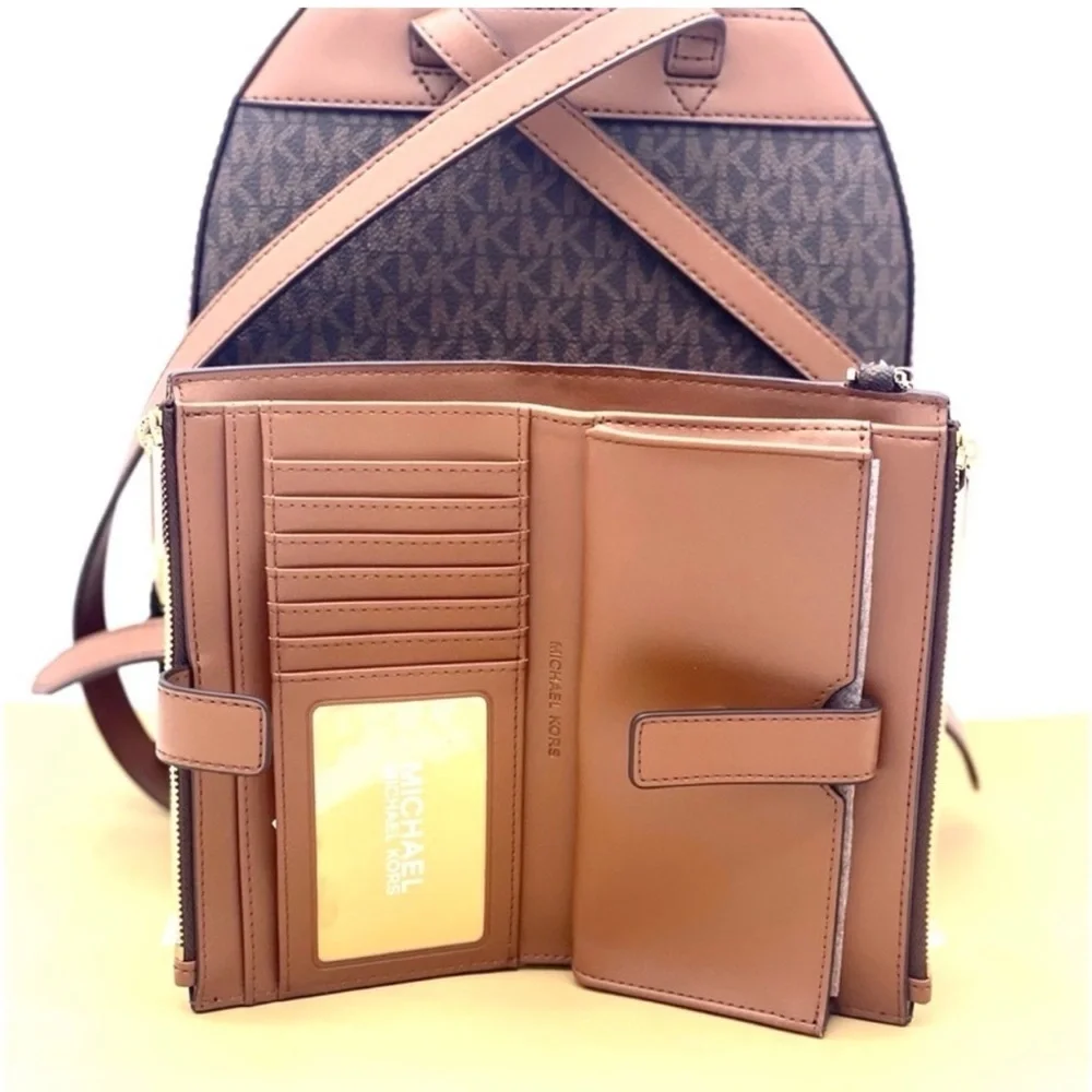 MICHAEL KORS JAYCEE MEDIUM BACKPACK and DOUBLE ZIP WALLET SET